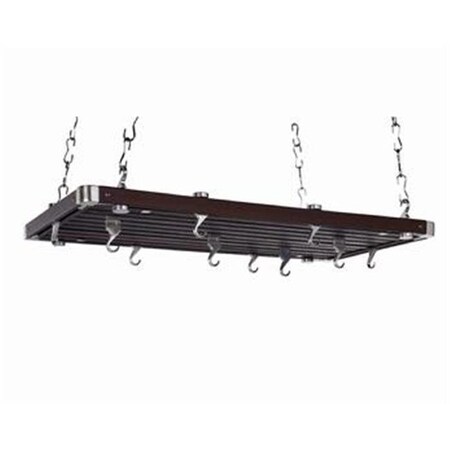 Concept Housewares Concept Housewares PR-49232 Rectangular Ceiling Pot Rack - Espresso Wood 36 Inch x 18 Inch PR-49232